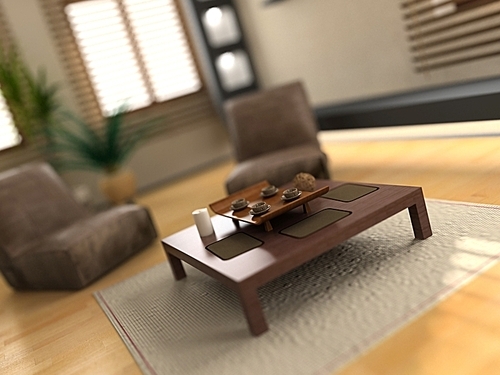 modern interior with DOF lens effect (3d)