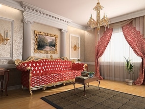 modern classic interior design (private apartment 3d rendering)