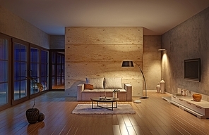 beautiful modern living room interior (illustration)