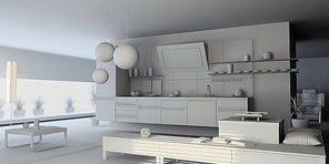 the blank kitchen interior (3D)