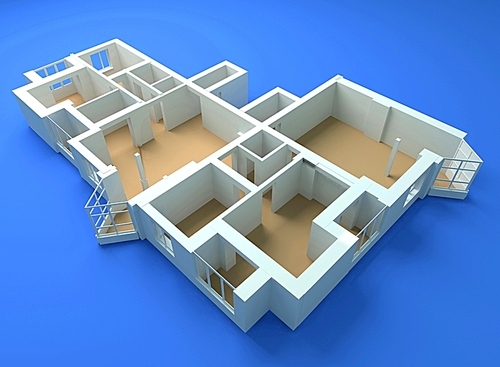 the modern flat sketch 3d rendering