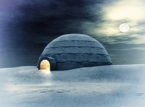 Igloo  at night ( 3D and hand-drawing elements combined.)