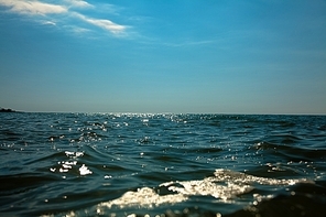 blue sea horizon in sunny day photo