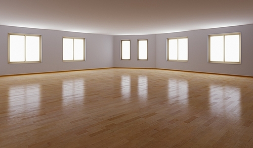 empty interior with parquet floor (3D rendering)