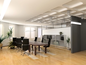 the modern office interior design (3d render)