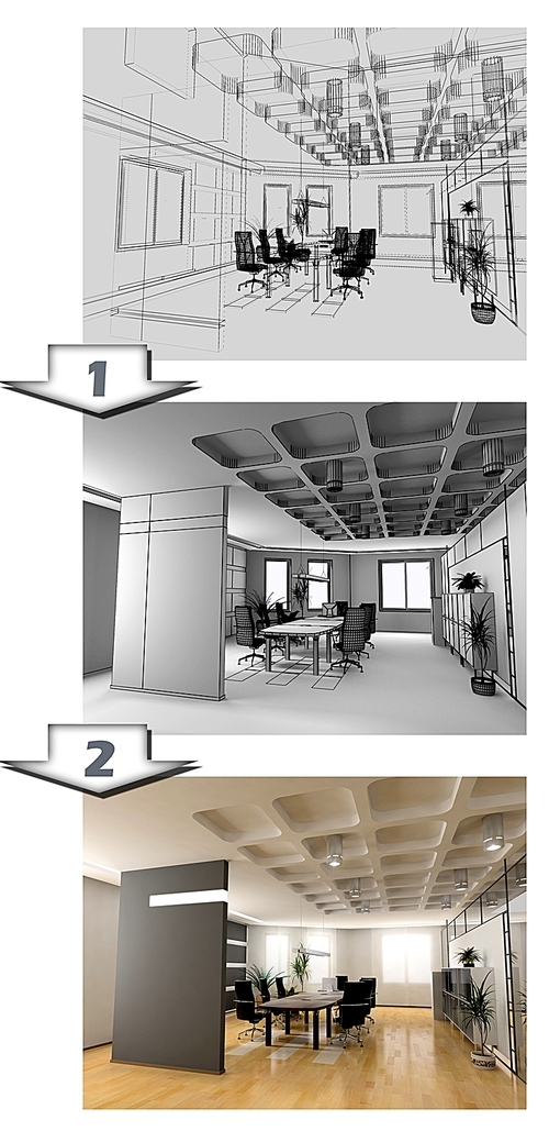 the stages of office interior CAD project
