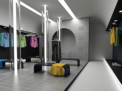 modern clothing  store interior (3D rendering)