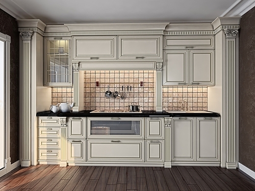 luxury kitchen interior (3D rendering)