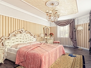 modern luxury bedroom interior (3D rendering)