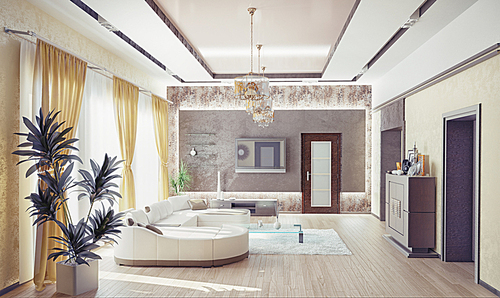 Modern living room interior design .3d concept