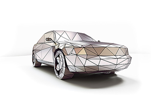 isolated chrome low-poly style car. 3d concept