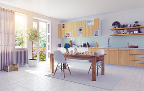modern kitchen interior. 3d design concept.