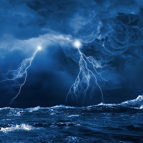 Thunderstorm in sea