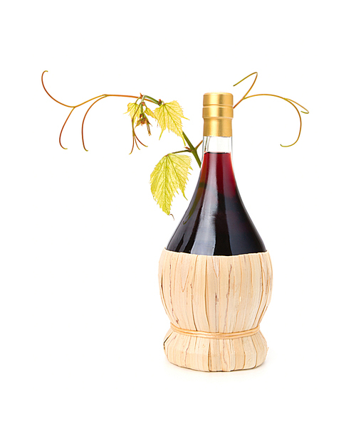 red wine bottle isolated on white