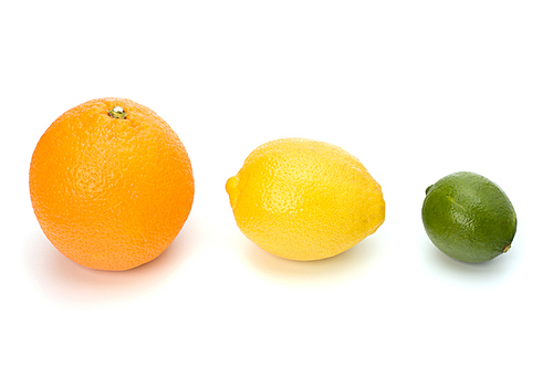 Citrus fruits isolated on white