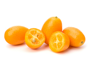 Cumquat or kumquat isolated on white close up