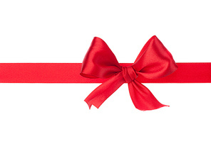 Festive gift ribbon and bow isolated on white