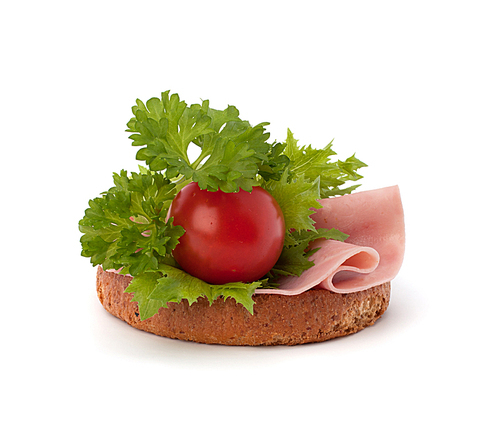 healthy sandwich with  and smoked ham  isolated on white