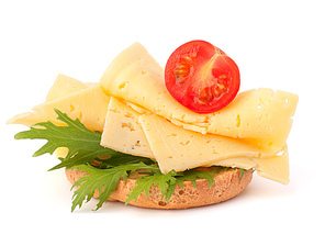 open healthy sandwich with cheese  isolated on white
