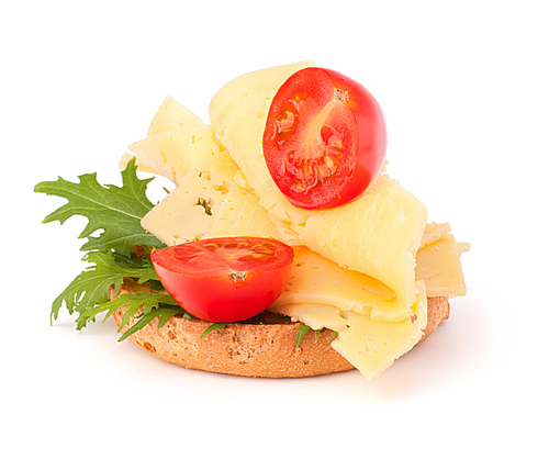open healthy sandwich with cheese  isolated on white