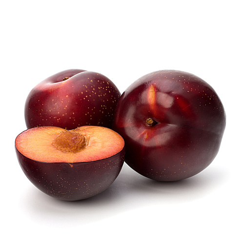 Red plum fruit isolated on white