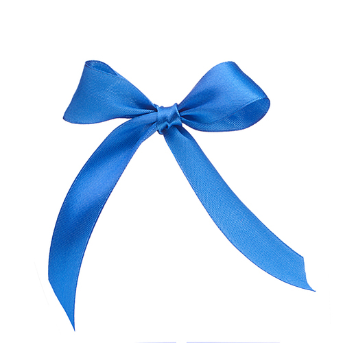 Festive blue gift  bow isolated on white