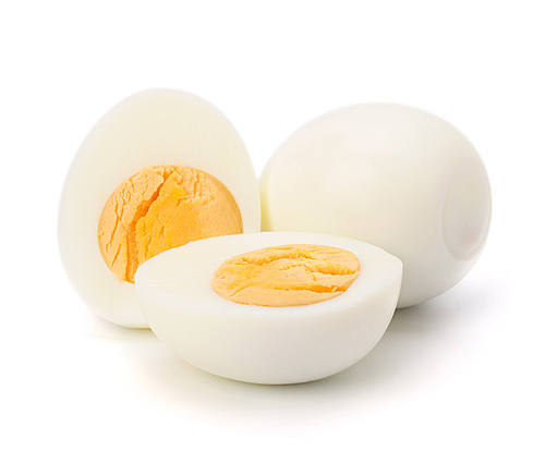 Shell boiled egg isolated on white