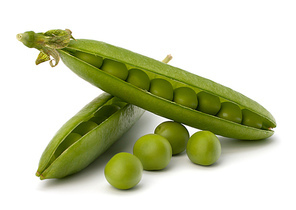 Fresh green pea pod  isolated on white