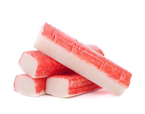 Crab sticks group isolated on white