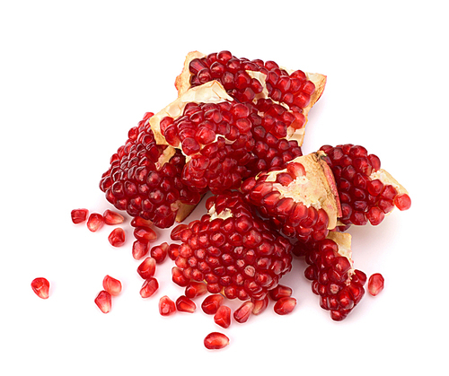 Ripe pomegranate piece  isolated on white