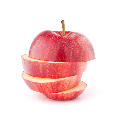 Red sliced apple isolated on white cutout