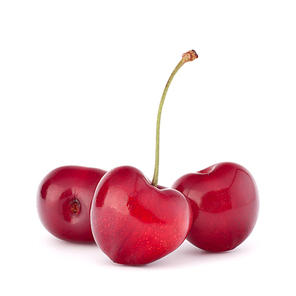 Heart shaped cherry berries isolated on white cutout