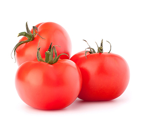Three tomato vegetables isolated on white cutout