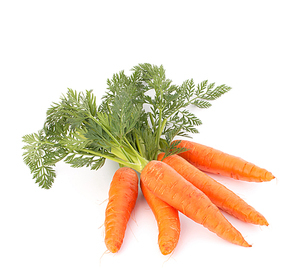 Carrot vegetable with leaves isolated on white cutout
