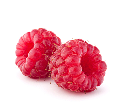 Ripe raspberries isolated on white cutout