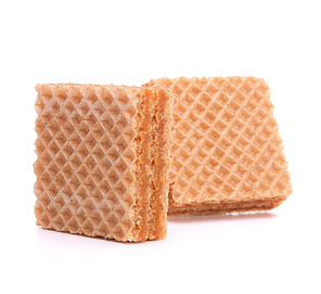 Wafers or honeycomb waffles isolated on white