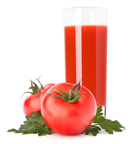 Tomato vegetable juice in glass isolated on white cutout