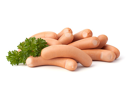 Frankfurter sausage isolated on white