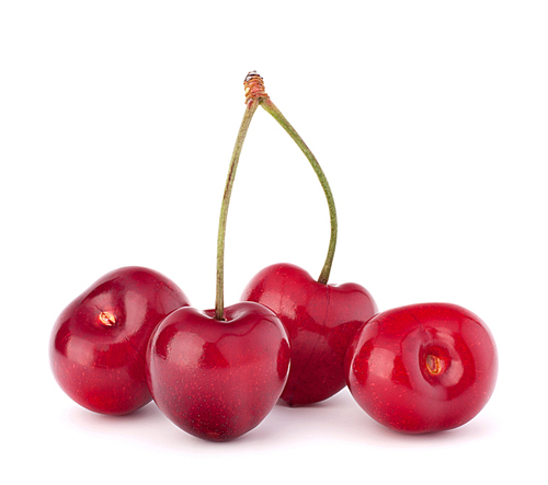 Heart shaped cherry berries isolated on white cutout