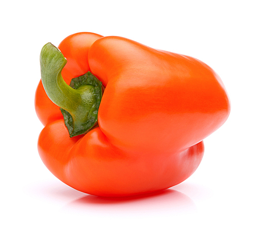 Orange sweet bell pepper isolated on white cutout