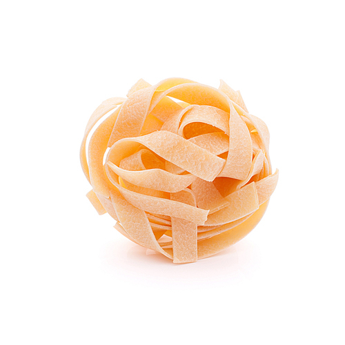 Italian pasta fettuccine nest isolated on white