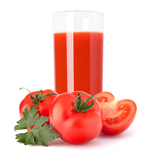 Tomato vegetable juice in glass isolated on white cutout