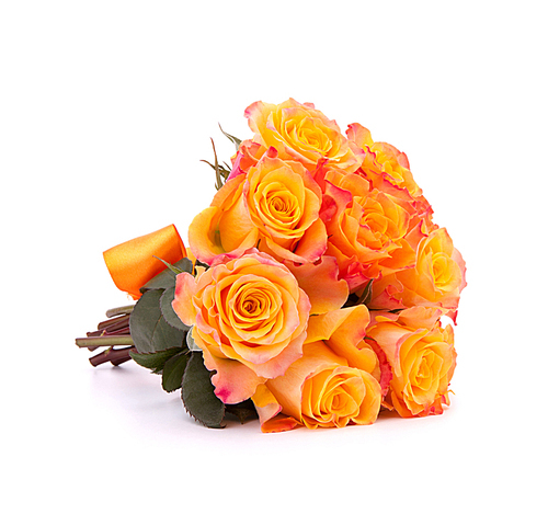 Yellow rose flower bouquet isolated on white cutout