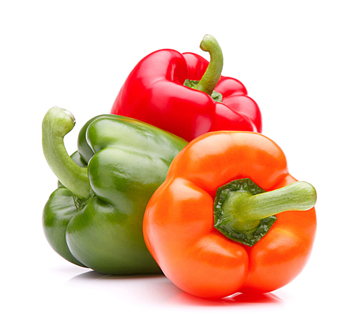 Sweet bell pepper isolated on white cutout