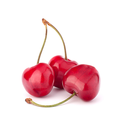 Heart shaped cherry berries isolated on white cutout