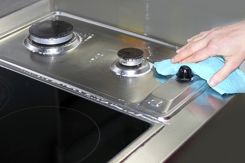 housewife woman hand cleaning the kitchen