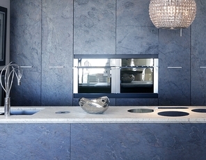 slate stone kitchen forniture marble bench integrated vitroceramic stove
