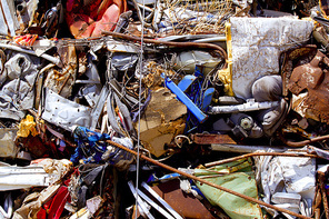 iron scrap metal compacted to recycle green process ecology industry