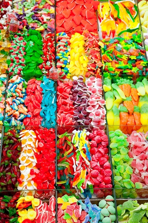 Candy sweets jelly in colorful display shop