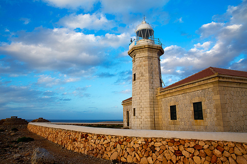 Menorca Punta Nati Faro lighthouse in Ciutadella Balearic Islands of Spain